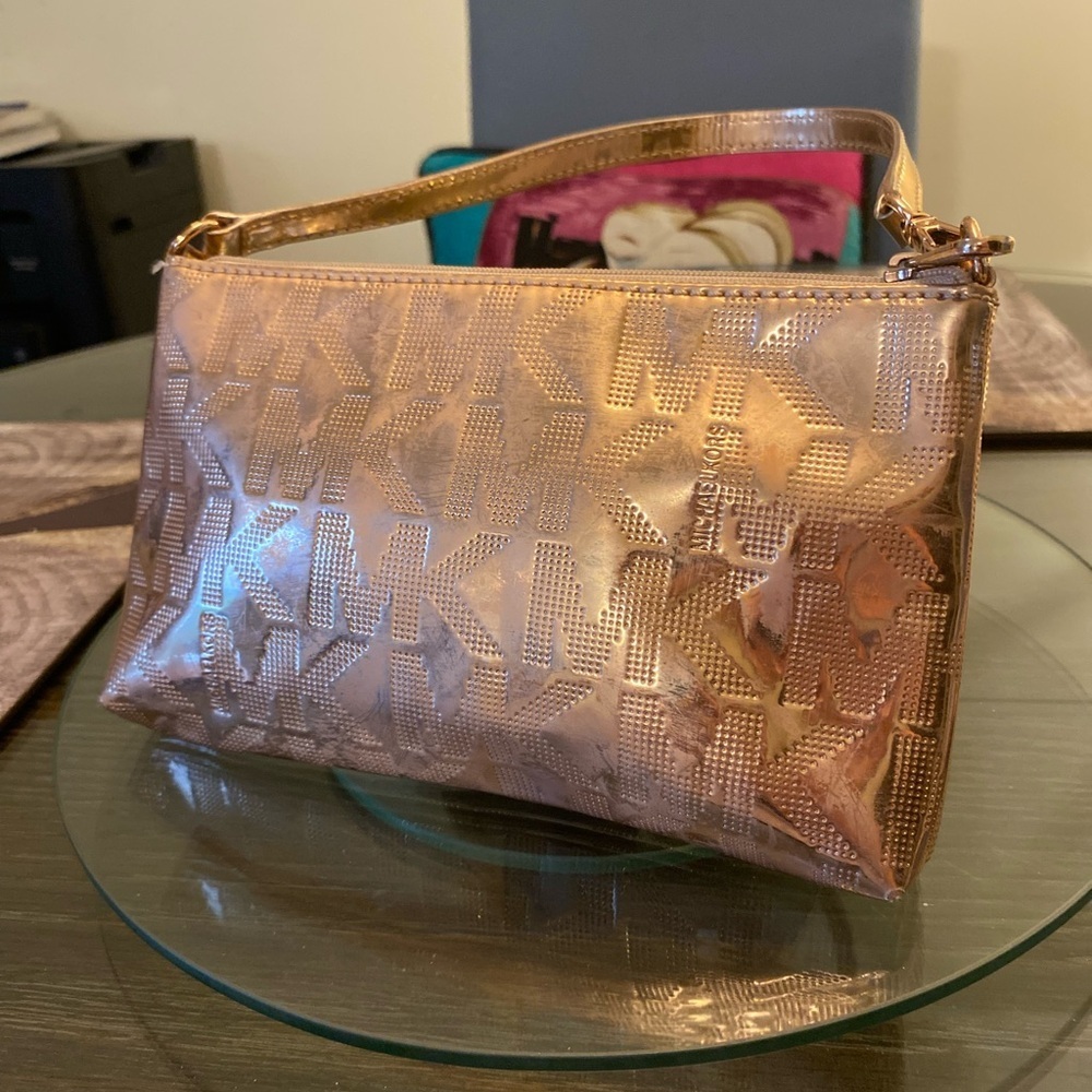 Michael Kors Gold Clutch with Leather Accents - Picture 2 of 3